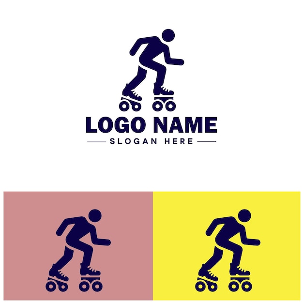 Vector roller skate icon rollerblade inline skate quad skate flat logo sign symbol editable vector