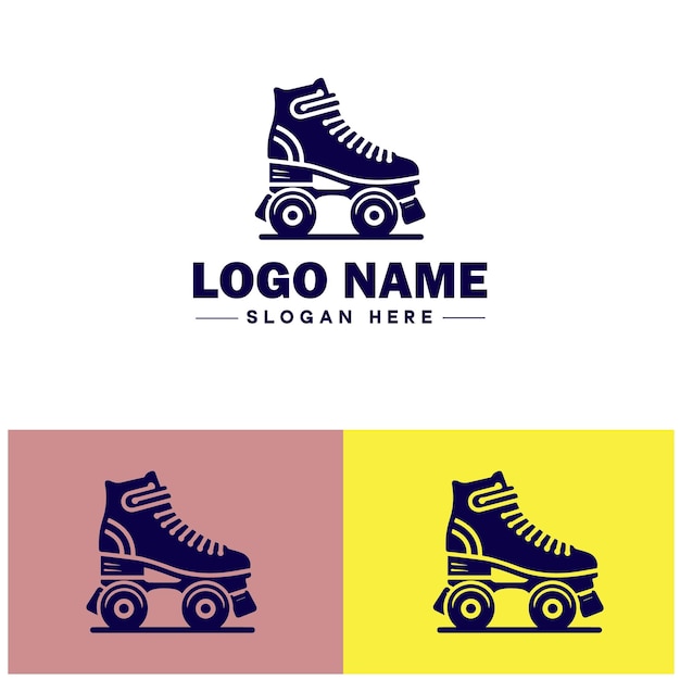 Vector roller skate icon rollerblade inline skate quad skate flat logo sign symbol editable vector