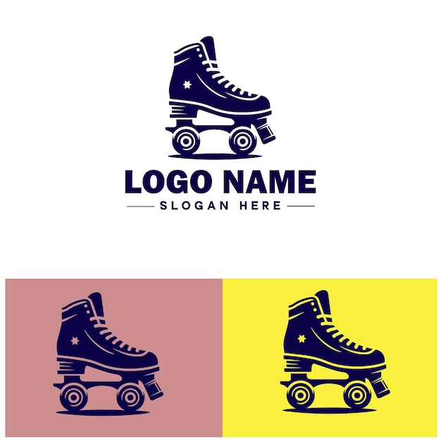 Vector roller skate icon rollerblade inline skate quad skate flat logo sign symbol editable vector