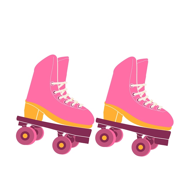 Roller skates in een roze kleur trendy retro stijl