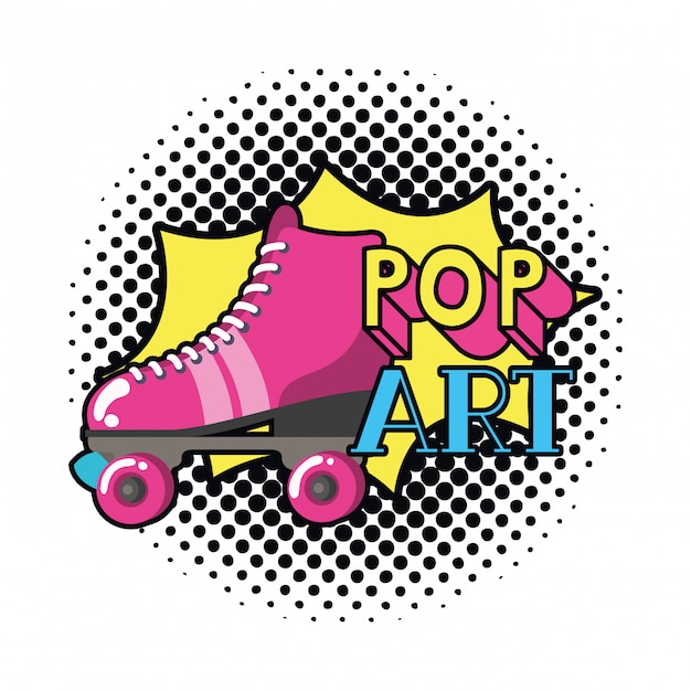 Vector roller skates pop art icon