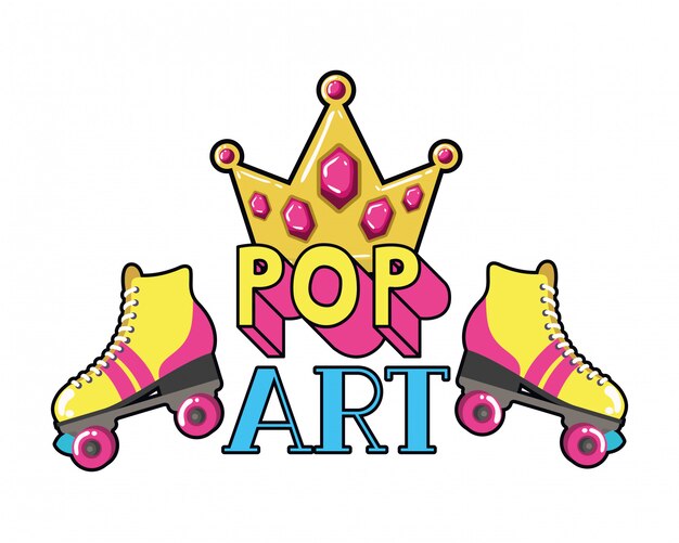 Pattini a rotelle icona pop art