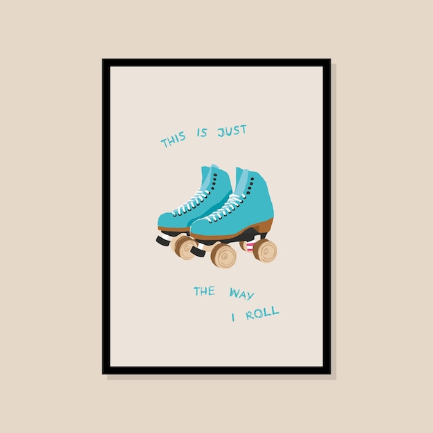 Roller skates vector art print poster for your wall art gallery