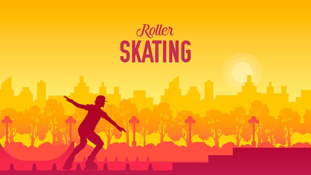 Roller skating in the city park