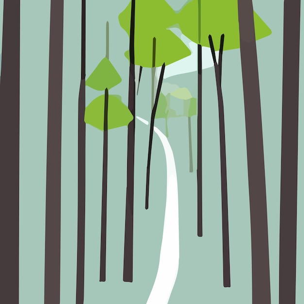 벡터 흩어져있는 녹색 나무가있는 롤링 힐스 미니멀리스트 일러스트 벽지 벡터 일러스트 레이션