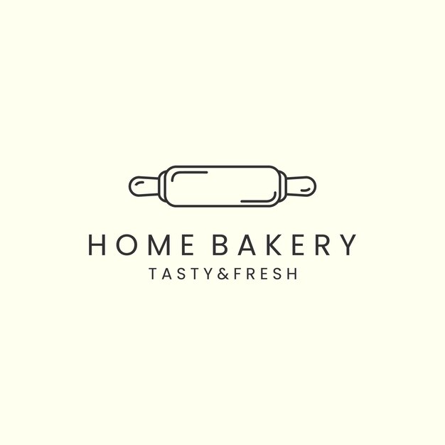 Rolling pin dough with linear style logo icon template design restaurant bakery vector illustration