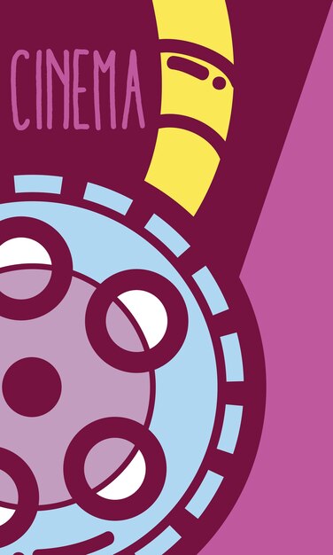 Vector rolling reel cinema cute cartoon concept