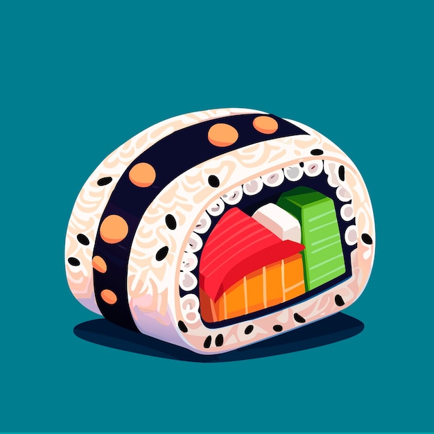 Vector rollos de sushi ilustracion fondo azul