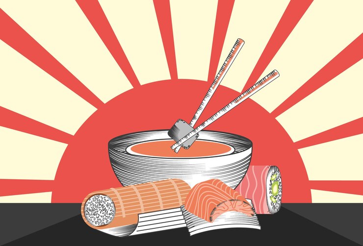 Vector rolls sushi food