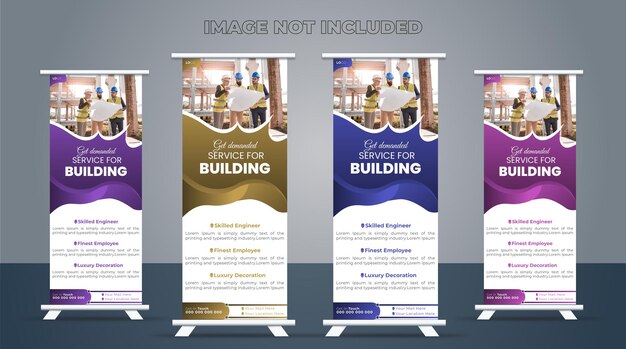 Vettore rollup banner design per la costruzione