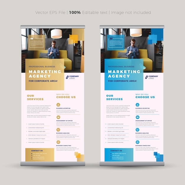 Rollup banner design e stand up banner