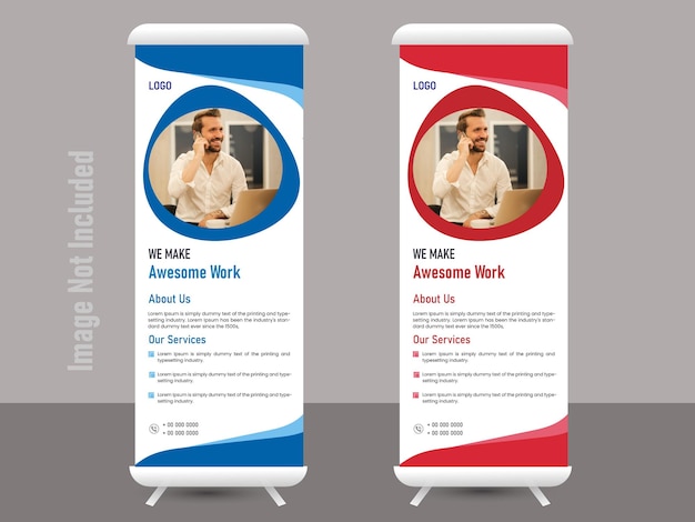 rollup banner design with simple shapes for minimalistic company promotion