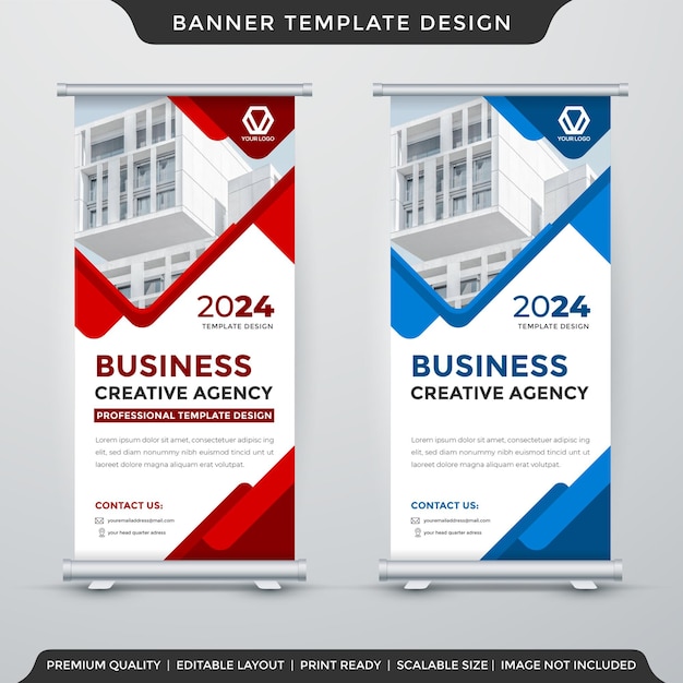 rollup banner display sjabloonontwerp met abstracte lay-out en moderne stijl