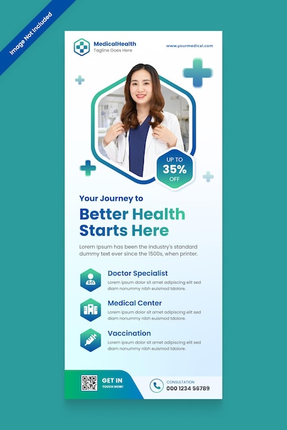 Vector rollup banner medical healthcare design template