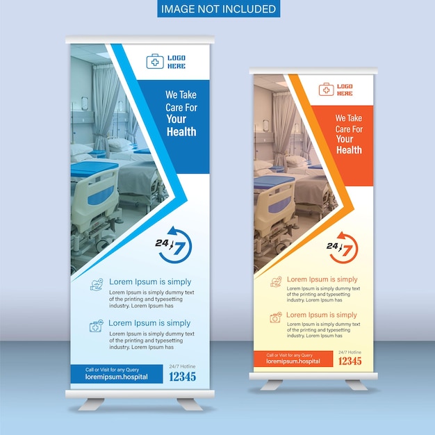 Rollup-bannersjabloon, medische Roll-up banner.