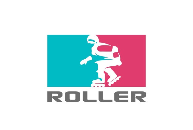 Rolschaatsen silhouet logo pictogram. negatieve ruimtestijl.