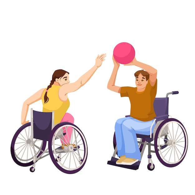 Rolstoel basketbalspelers bezig met een spel vector illustratie