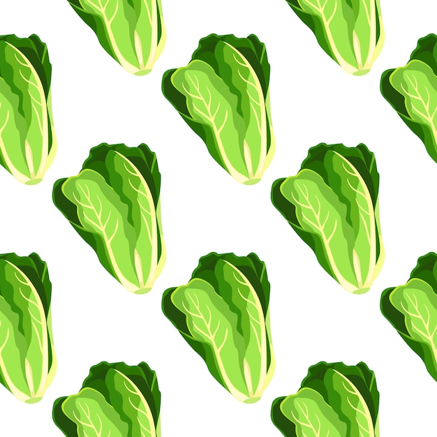 Romaine salad lettuce plant seamless pattern