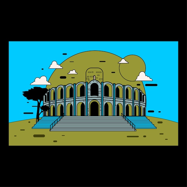 Vettore illustrazione vettoriale dell'anfiteatro romano