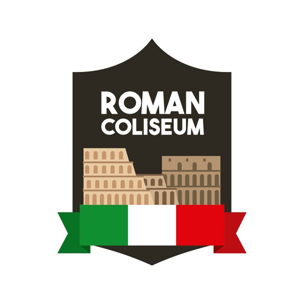 Roman coliseum icon. Italy culture design. Vector graphic