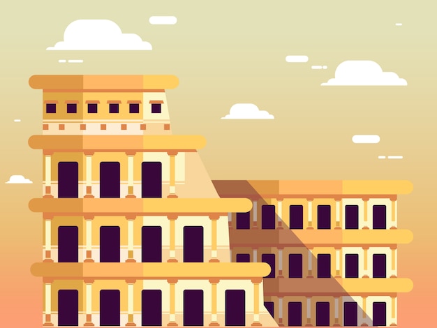 Vector roman colosseum over the sky