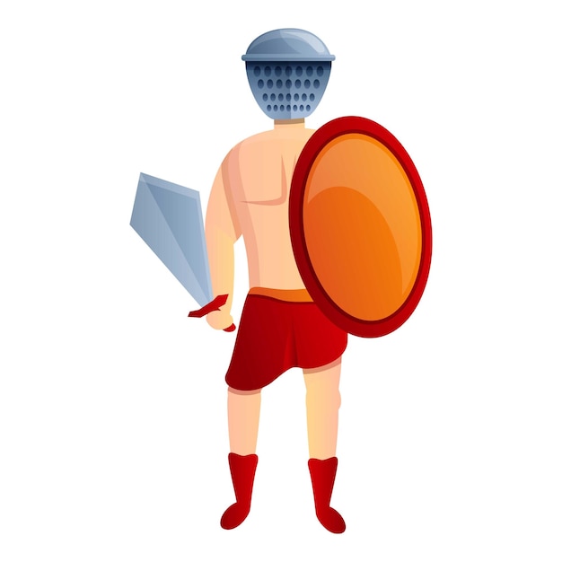 ベクトル ローマの剣闘士のアイコン 白い背景に分離された web デザインのローマの剣闘士ベクトル アイコンの漫画