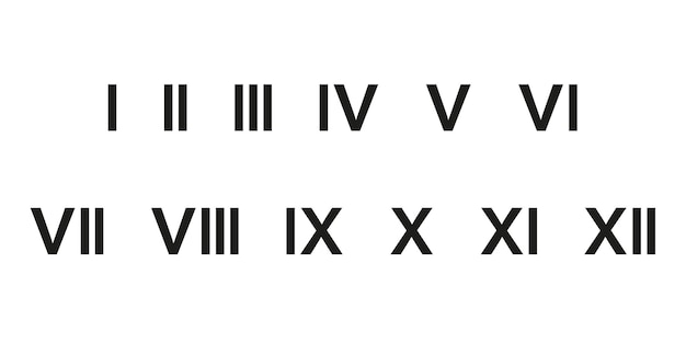 ローマ数字のベクトルのアイコン 1 から 12 までの数字ベクトル イラスト EPS 10