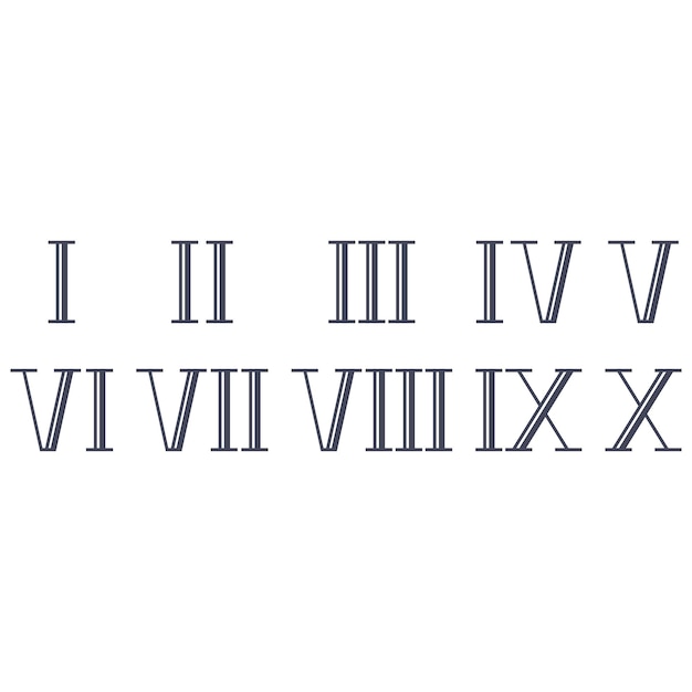 ベクトル 白い背景に隔離されたローマ数字のベクトルセット