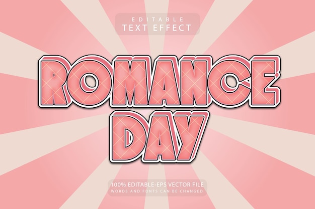 Romance day effetto testo modificabile 3 dimensioni in rilievo in stile cartone animato