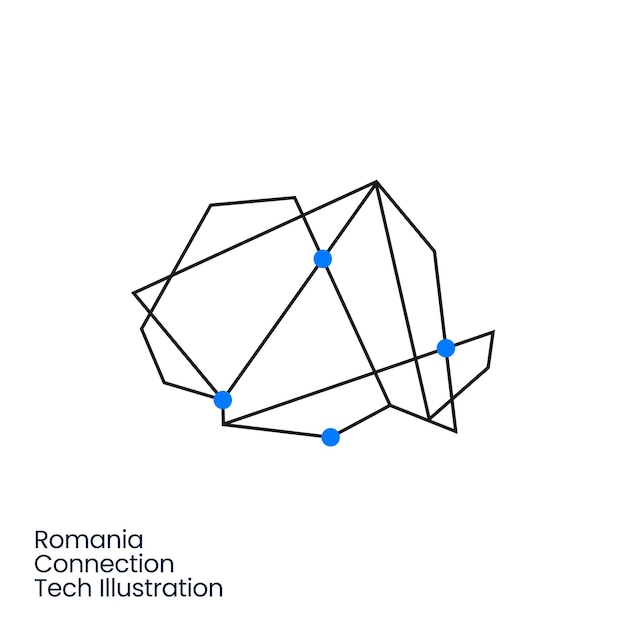 ベクトル ルーマニア接続技術技術の幾何学的な多角形のロゴ ベクトル アイコンの図