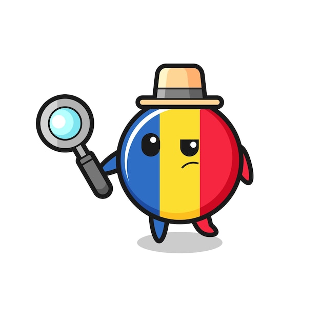 Romania flag badge detective character is analyzing a case