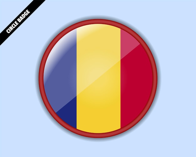 Vector romania flag circle badge vector design rounded sign with reflection