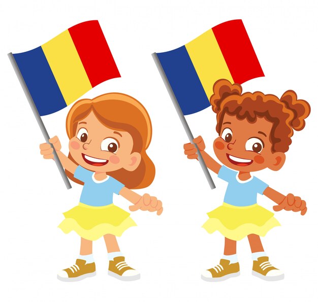 Флаг румынии в руке установлен