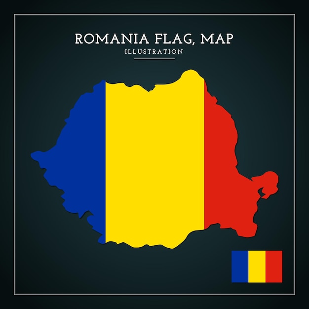 Romania Flag Map Vector Illustration