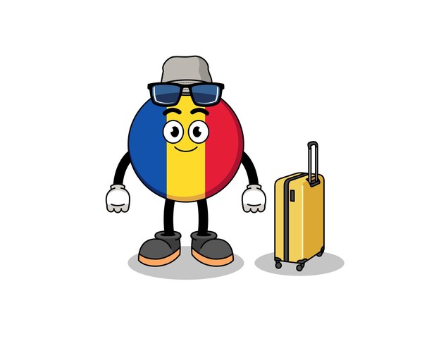 Romania flag mascot doing vacation character design