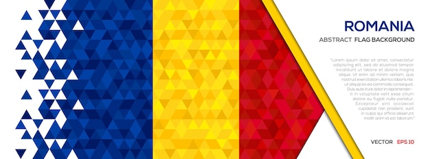 Romania flag with Abstract polygon Geometric Shape background