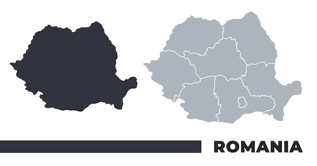 romania flat and border outline vector maps
