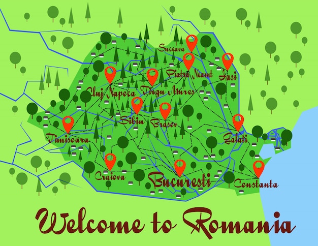 Romania map country infographics