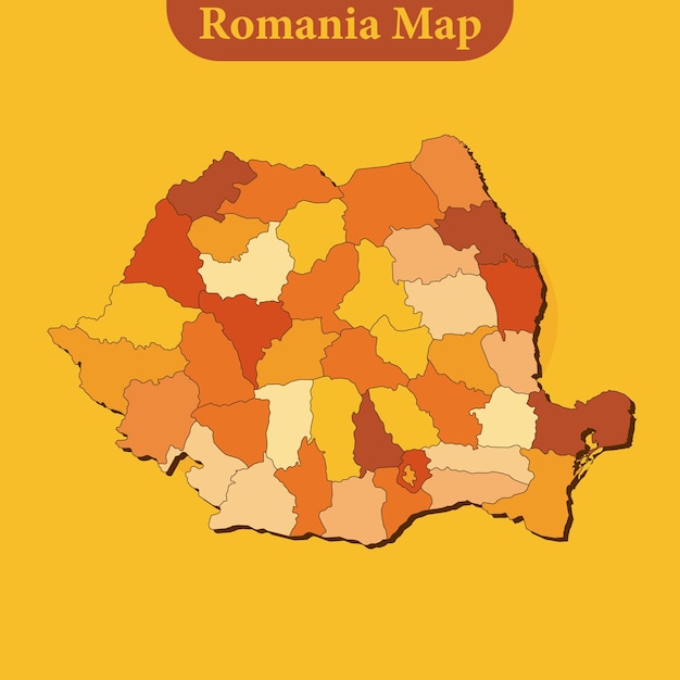 Romania map vector with regions and cities lines and full every region