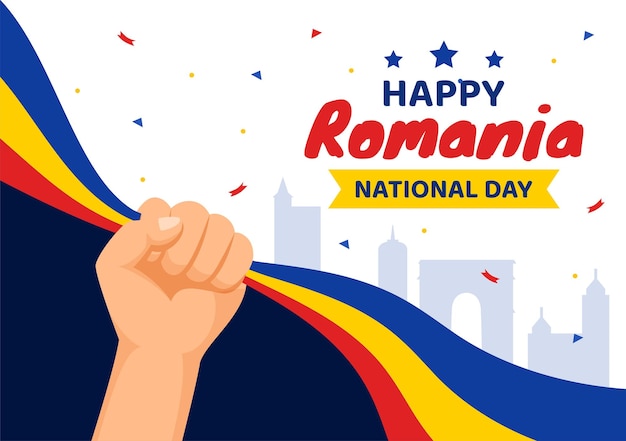 Romania National Day Vector Illustration with Waving Flag in Romanian Great Union Memorial holiday