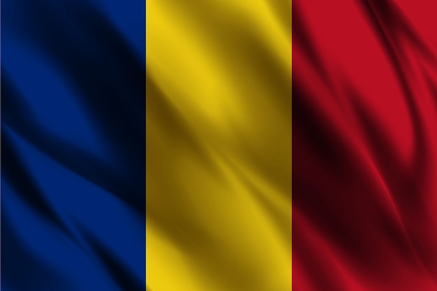 romania national flag waving silk background