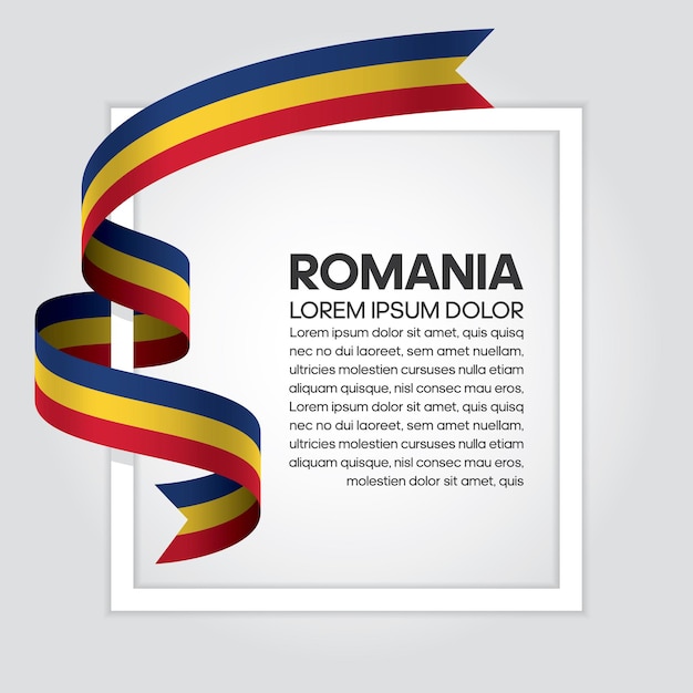 ルーマニアリボンフラグ、白い背景の上のベクトル図
