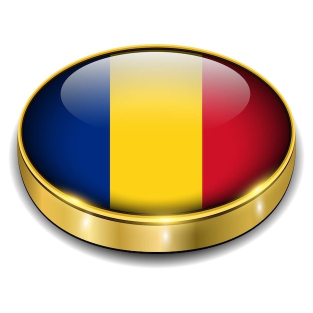 Romania Romania flag 3D button vector