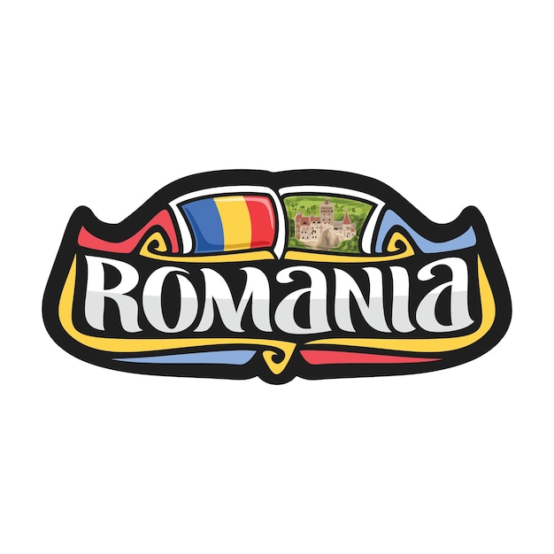 Illustrazione del ricordo di viaggio del distintivo del logo della bandiera dell'autoadesivo della romania