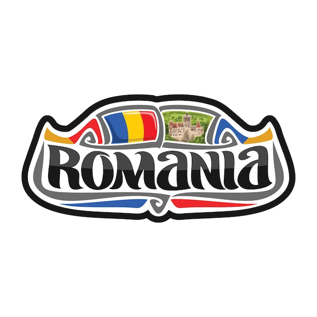 Illustrazione del ricordo di viaggio del distintivo del logo della bandiera dell'autoadesivo della romania