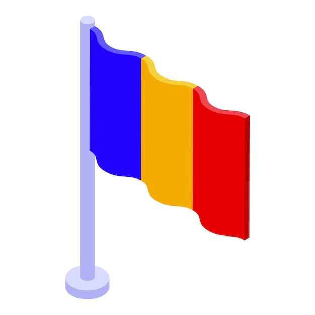 Vector romanian desktop flag icon isometric vector romania holiday landmark travel