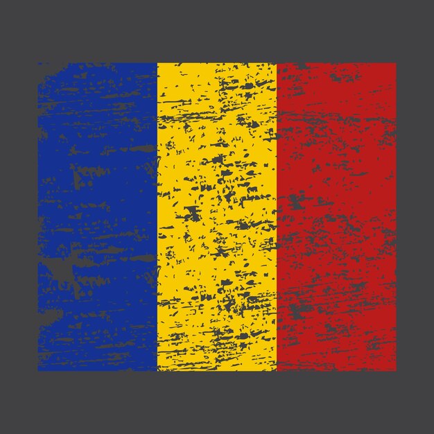 Румынский флаг Чернила нарисовали абстрактный румынский флаг Ручная работа в стиле гранж и брызги