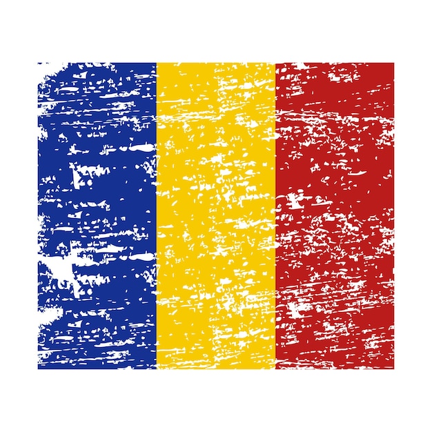 Румынский флаг Чернила нарисовали абстрактный румынский флаг Ручная работа в стиле гранж-эффекта и брызги