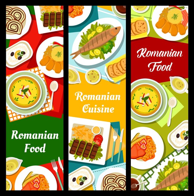 Romanian food restaurant meals vertical banners