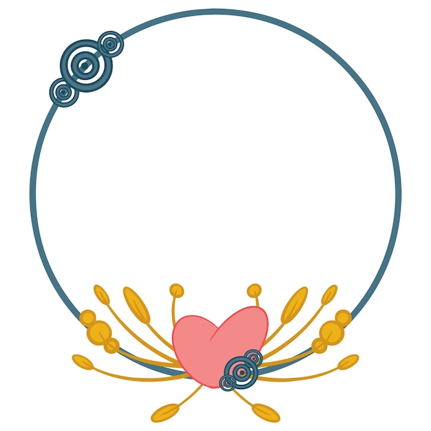 Vettore romantico cuore astratto cornice rotonda decorazione per biglietto di auguri